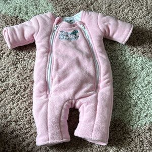 Pink fleece Baby Merlin’s magic sleep suit size L (6-9m or 18-21 lbs)